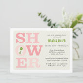 大胆なモダン タイプ ピンクのベビーシャワー 招待状 (スタンド正面)