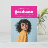 大胆なモダン レトロ 卒業生 | 卒業のお知らせ 招待状 (スタンド正面)