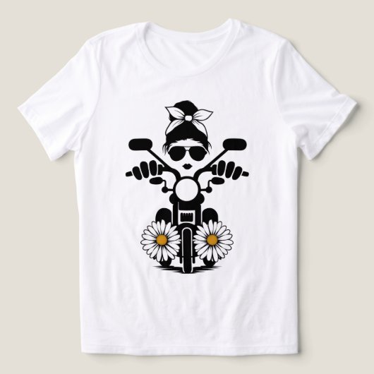 大胆なライダーの女性用抽象バイクTシャツ トライブレンドTシャツ (デザイン正面)