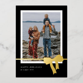 大胆なリボン シンプル フォト ゴールド 箔シーズンカード