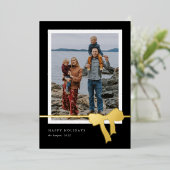 大胆なリボン シンプル フォト ゴールド 箔シーズンカード (立ち正面)