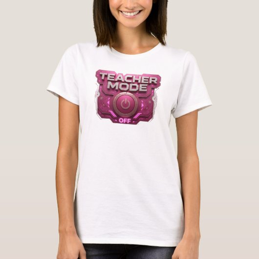 大胆なレッド TEACH MODE OFF スタイルの主張 Tシャツ (正面)