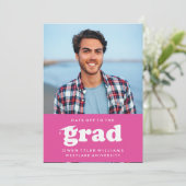 大胆なレトロな帽子を脱いで卒業写真 卒業生招待状 招待状 (スタンド正面)