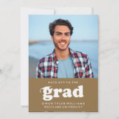 大胆なレトロな帽子を脱いで卒業写真 卒業生招待状 招待状 (正面)