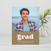 大胆なレトロな帽子を脱いで卒業写真 卒業生招待状 招待状 (スタンド正面)