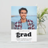 大胆なレトロな帽子を脱いで卒業写真 卒業生招待状 招待状 (スタンド正面)