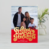 大胆なレトロスクリプトスクエアフォトホリデーカード 箔シーズンカード (立ち正面)