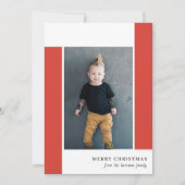 大胆なレトロスタイルのオレンジと花の赤いクリスマスの写真 シーズンカード (正面)