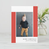 大胆なレトロスタイルのオレンジと花の赤いクリスマスの写真 シーズンカード (スタンド正面)