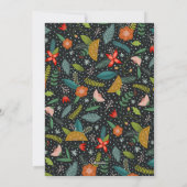 大胆なレトロスタイルのオレンジと花の赤いクリスマスの写真 シーズンカード (裏面)