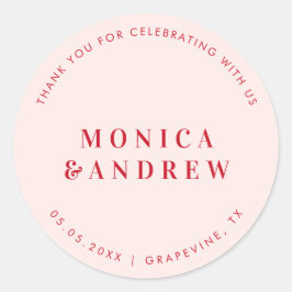 大胆なレトロタイポグラフィ ミニマルウェディング サンクス ラウンドシール