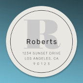 大胆なレトロモダン 住所 黒 グレー & オフホワイト ラウンドシール