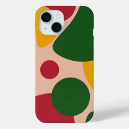 大胆なレトロ抽象シェイプパターン iPhone 15ケース