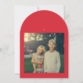 大胆なレトロ風の1枚の写真が現代的なアーチのクリスマスカード 招待状 (裏面)