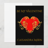 大胆なロマンチックバレンタインレッドゴスハート シーズンカード (正面/裏面)