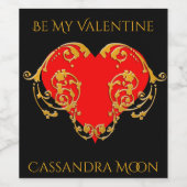 大胆なロマンチックバレンタインレッドゴスハート ワインラベル (シングルラベル)