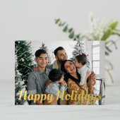 大胆な写真のハッピーホリデーメッセージ 箔シーズンカード (立ち正面)