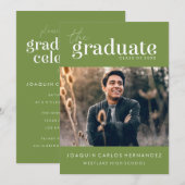 大胆な卒業生 | 写真付き卒業のお知らせ 招待状 (正面/裏面)