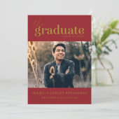 大胆な卒業生 | 写真付き卒業式招待状 招待状 (スタンド正面)