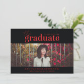 大胆な卒業生 | 写真付き卒業式招待状 招待状 (スタンド正面)