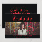 大胆な卒業生 | 写真付き卒業式招待状 招待状 (正面/裏面)