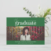 大胆な卒業生 | 写真付き卒業招待状 招待状 (スタンド正面)