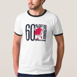 大胆な反無知 Men's ベーシック リンガー 白 Tシャツ