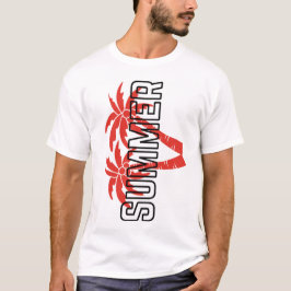 大胆な夏のグラフィックTシャツ｜赤い熱帯 Tシャツ