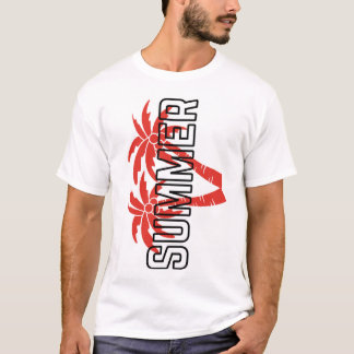 大胆な夏のグラフィックTシャツ｜赤い熱帯 Tシャツ