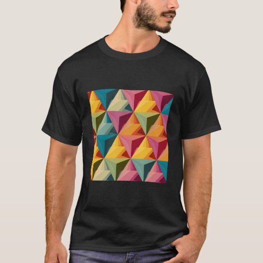 大胆な幾何学的な三角形のパターン Tシャツ (正面)