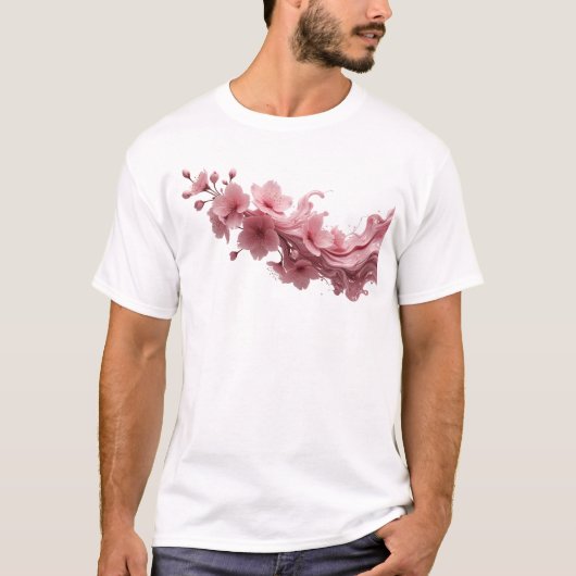 大胆な抽象フラワーデザイン Tシャツ (正面)