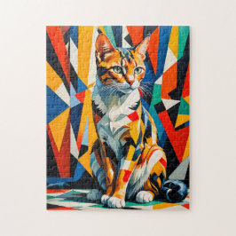大胆な抽象猫アート作品 ジグソーパズル