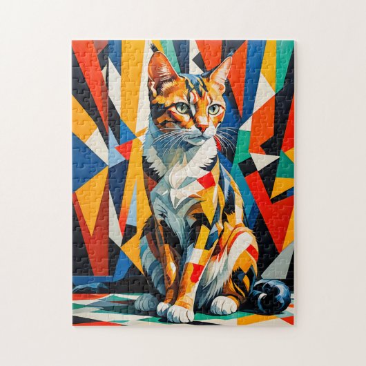 大胆な抽象猫アート作品 ジグソーパズル (縦)