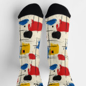 大胆な抽象的な靴下 幾何学的な筆致模様付き ソックス (上部)