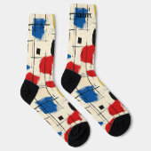 大胆な抽象的な靴下 幾何学的な筆致模様付き ソックス (右)