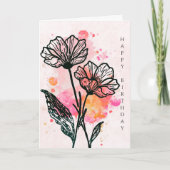 大胆な植物画の誕生日カード カード (正面)
