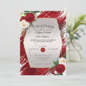 大胆な深紅のペイントストローク 赤い芍薬 招待状 (スタンド正面)