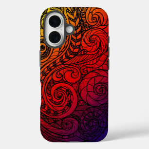 大胆な渦巻き落書きiPhoneケース iPhone 16ケース