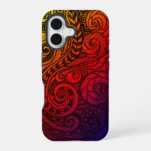 大胆な渦巻き落書きiPhoneケース iPhone 16ケース (裏面)