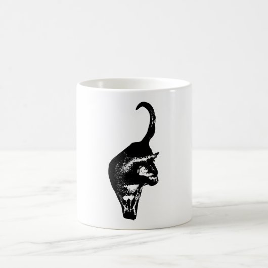 大胆な猫のシルエット コーヒーマグカップ (中央)