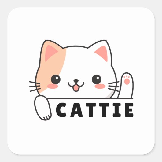 大胆な猫好きステッカー | 猫ママ スクエアシール (正面)