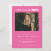 大胆な現代的なホットピンクの2枚の写真を使った卒業パーティー 招待状 (正面)