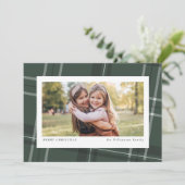 大胆な現代的な緑のチェック柄の横向き写真 シーズンカード (スタンド正面)