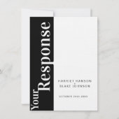 大胆な白黒テキストの結婚式返信ハガキ 招待状 (正面)