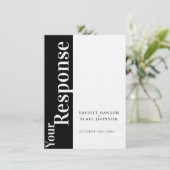 大胆な白黒テキストの結婚式返信ハガキ 招待状 (スタンド正面)