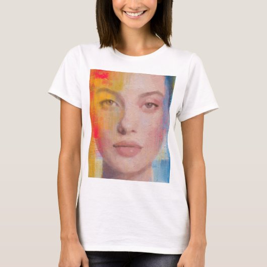 大胆な筆致の美人アート Tシャツ (正面)