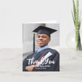大胆な筆記体 卒業写真 サンキューカード (正面)