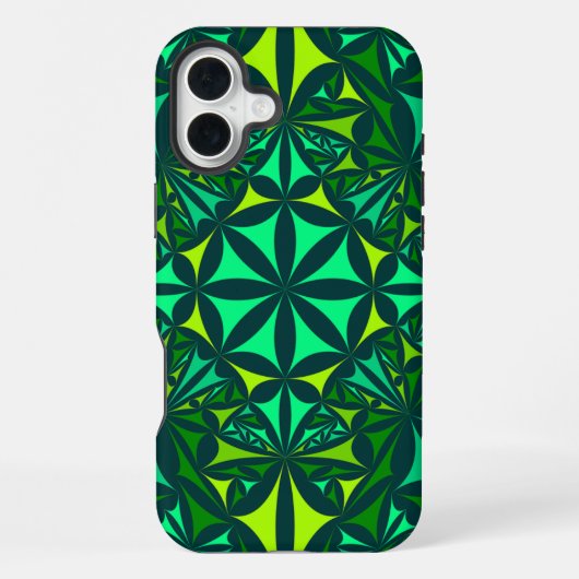 大胆な緑の万華鏡 iPhoneケース (裏面)
