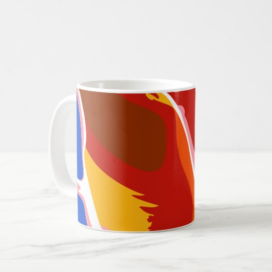 大胆な色で流れる抽象的な形 コーヒーマグカップ (正面左)