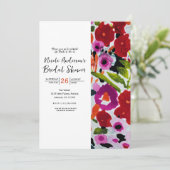 大胆な色のポップ インクの水彩花 ブライダル 招待状 (スタンド正面)